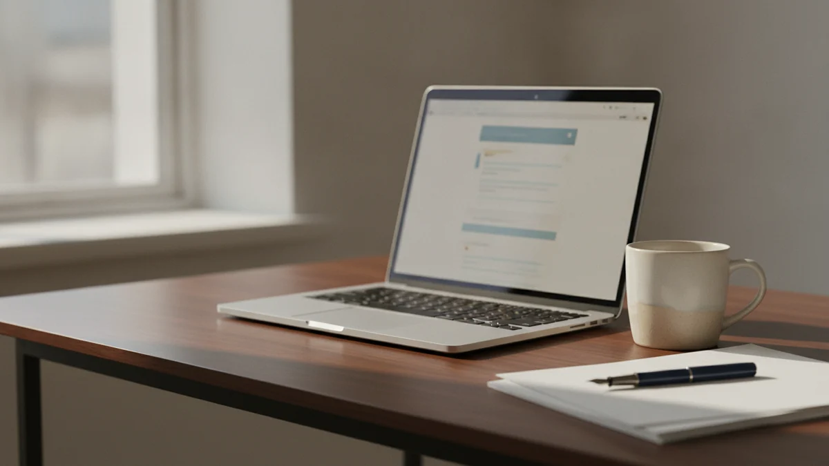 A desk workspace with a laptop, representing a guide to the best PDF tools