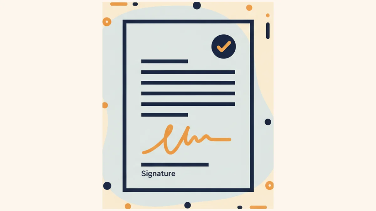 Illustration of signing a PDF document with a handwritten signature