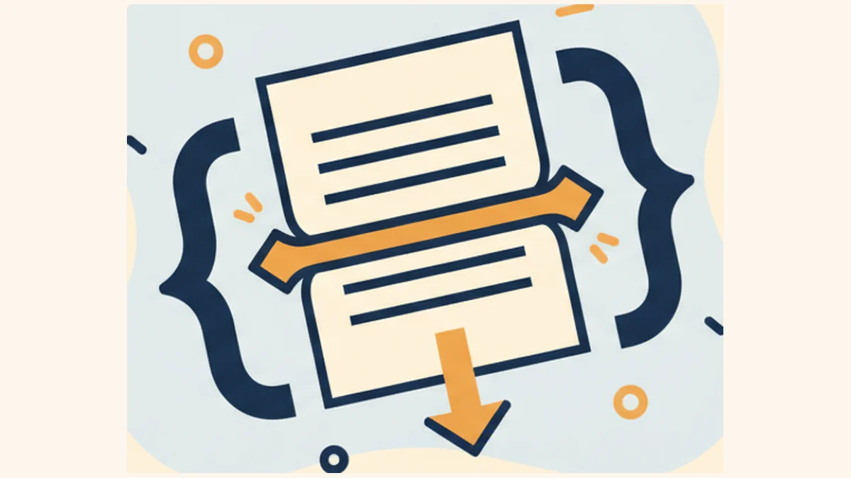 Illustration of a large PDF compressed into a smaller file without quality loss
