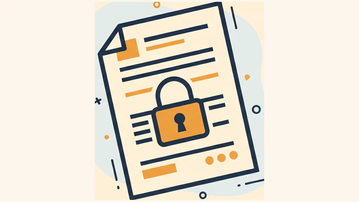 Illustration of protecting a PDF with a password and redacting content