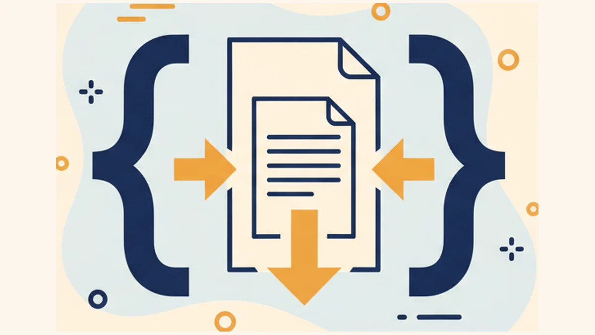 Illustration of a large PDF compressed into a smaller file without quality loss